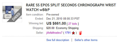 Часы, проданные на ebay за 661 доллар