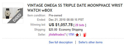 Часы, проданные на ebay за 1057 долларов